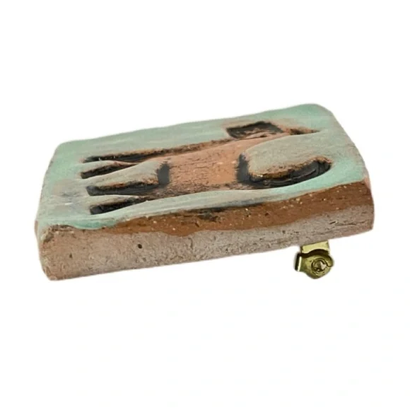 Handmade Dog Pottery Pin Brooch - Picture 3 of 6